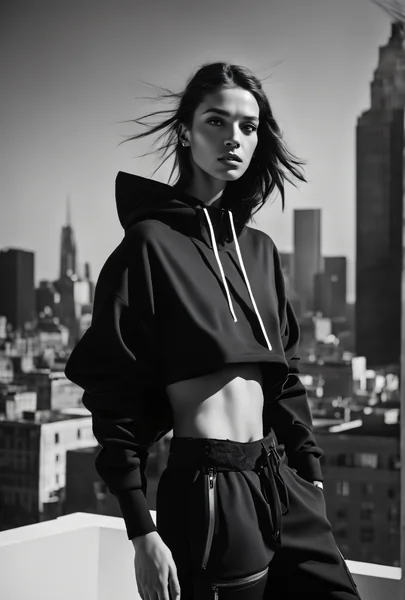 Black‑and‑White Rooftop Fashion Editorial