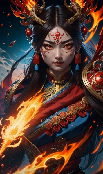 Fiery Chinese Fantasy Character