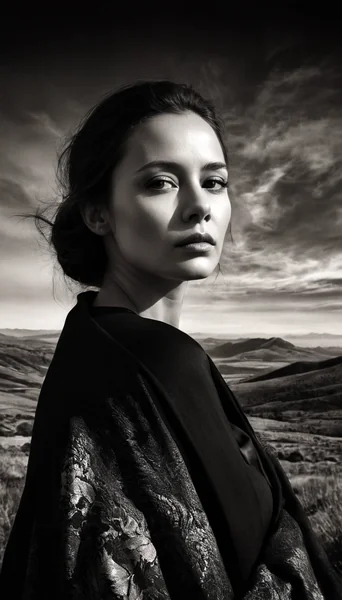 Black and White Nature Fashion Portrait