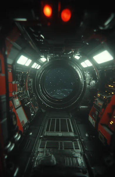 Retro 80s Astronaut Interior Scene