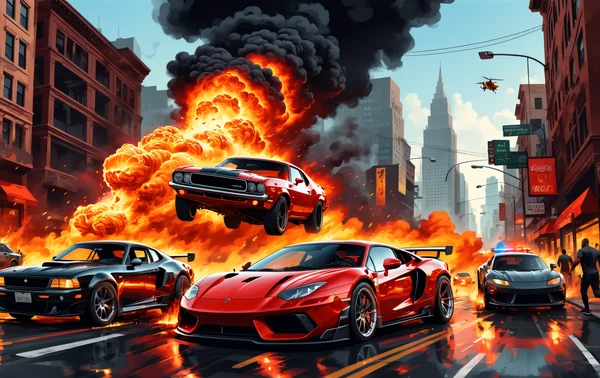 Flying Porsche Action Movie Scene