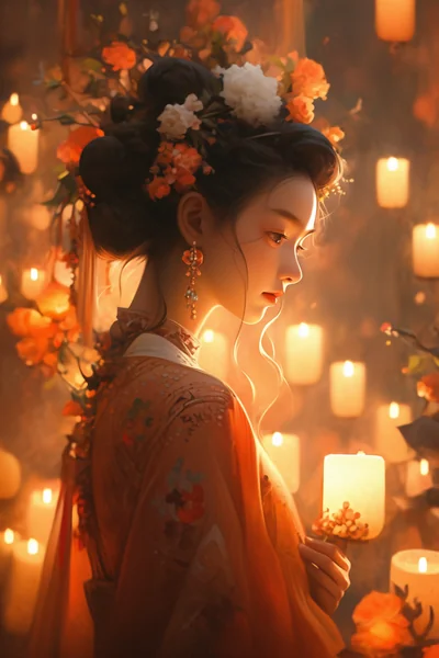 Candlelit Chinese Woman Fantasy Art