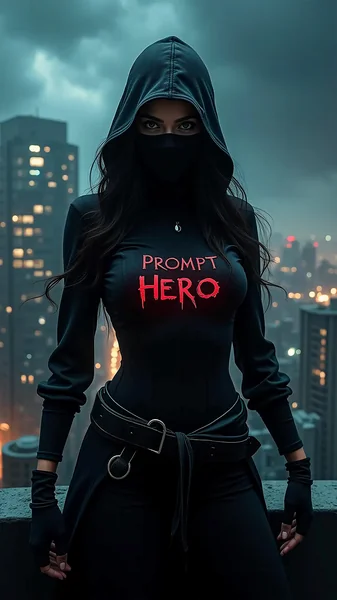 Cyberpunk Ninja Rooftop Art