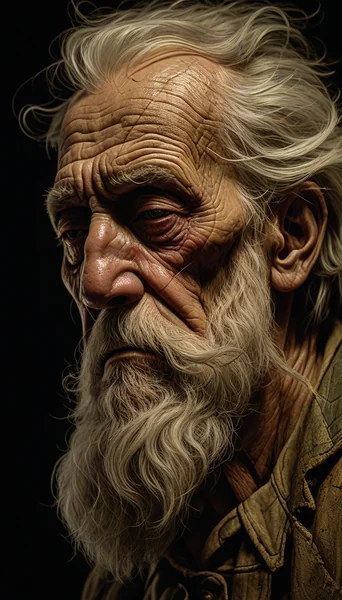 Wise Old Man Emotional Portrait