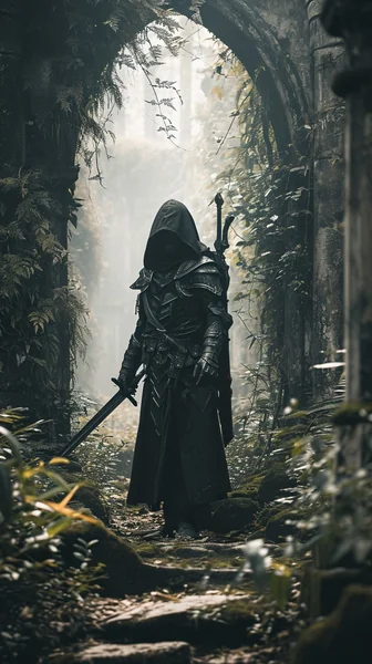Dark Armored Warrior Ancient Corridor