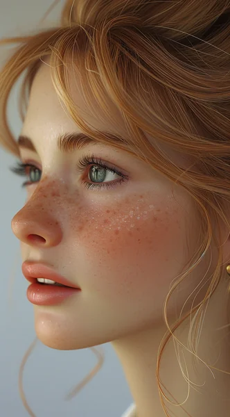 Serene Young Woman 3D Portrait