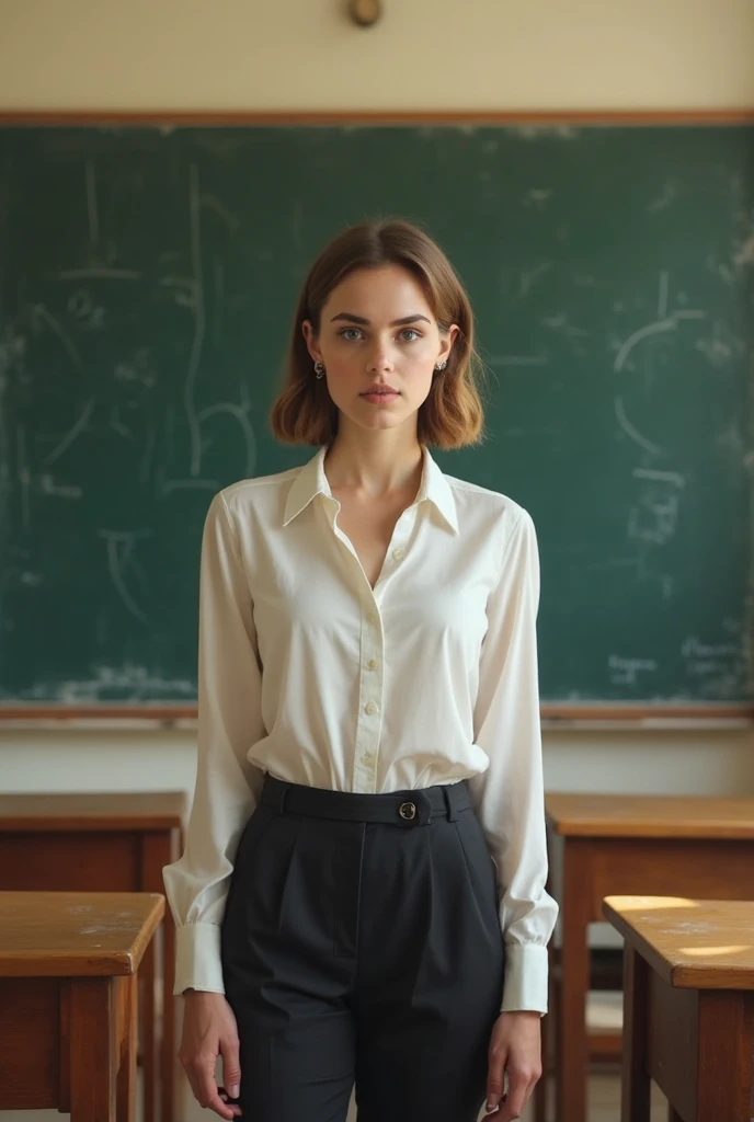 Young Teacher Portrait | Classroom Blackboard Scene Video