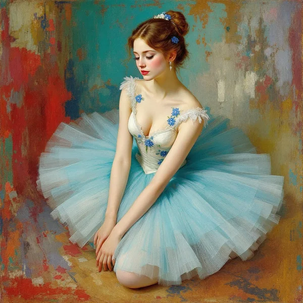 Degas‑Inspired Ballerina Oil Painting