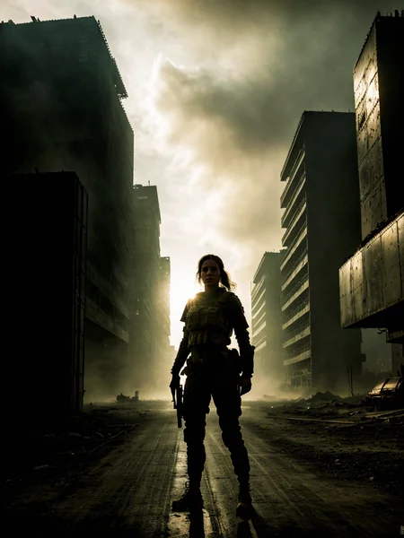 Post-Apocalyptic Female Soldier