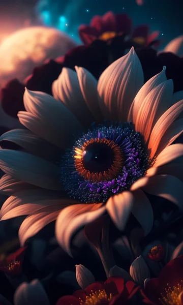Mythical Flower with Eyes Horror Art