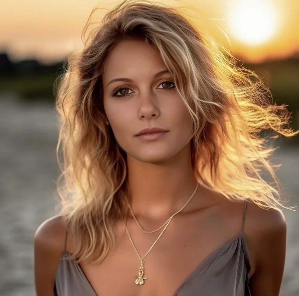 Blonde Woman Beach Jewelry Portrait