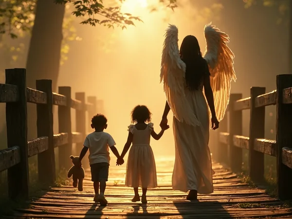 Guardian Angel Golden Hour AI Scene