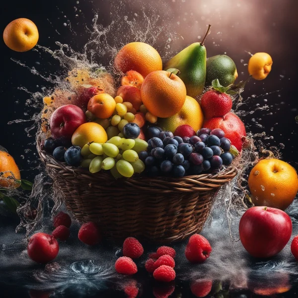 Exploding Fruit Basket Still Life