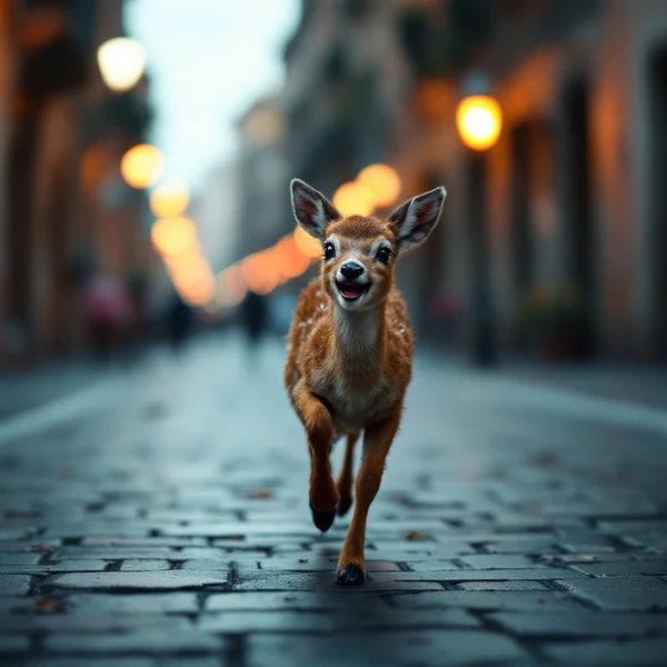 Cinematic Baby Deer Rome AI Scene