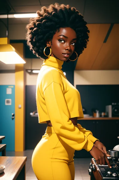 1970s Retro Afro Fashion Portrait