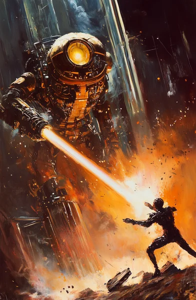 Robot vs Alien Sci-Fi Book Cover
