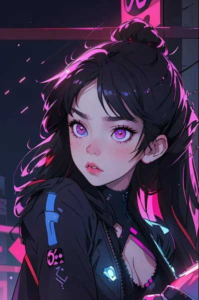 Cyberpunk Neon Girl Portrait