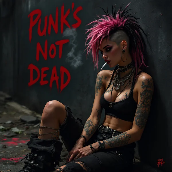Punk Girl Street Noir Portrait