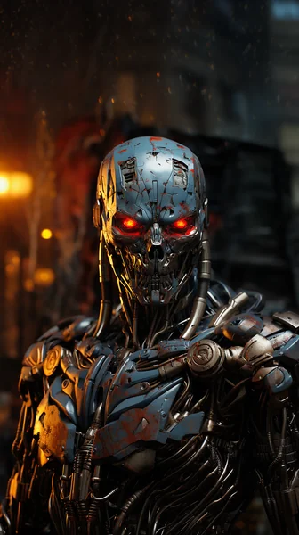 Hyper-Realistic Cyborg Terminator Portrait