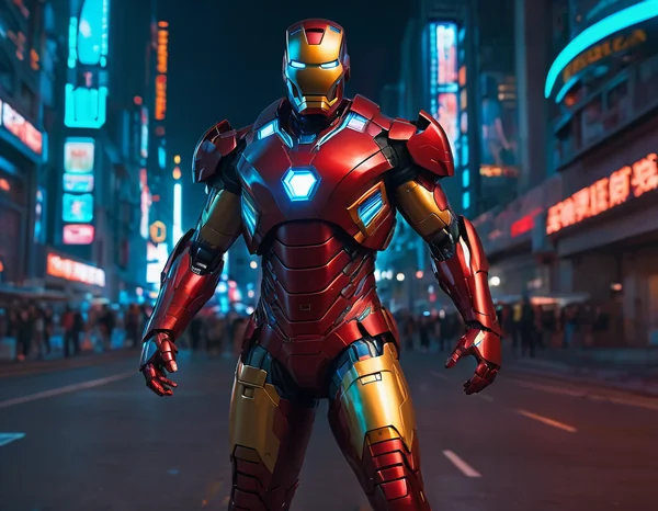 Iron Man Cyberpunk City Scene