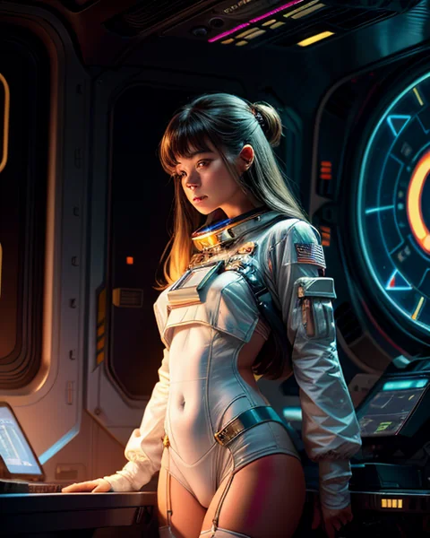 Astronaut Girl Spaceship Command Room