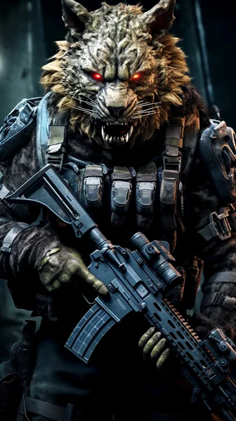 Anthropomorphic Lion Soldier Art