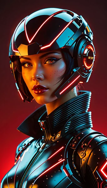 Cyborg Girl Halo LED Portrait