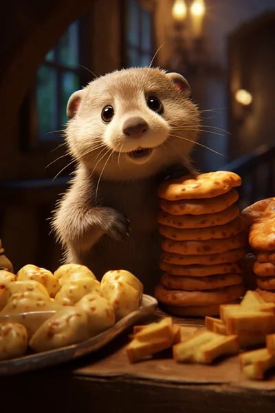 Pixar-Style Otter Stealing Bread