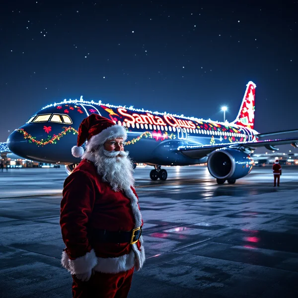 Santa Claus Airline Christmas Scene