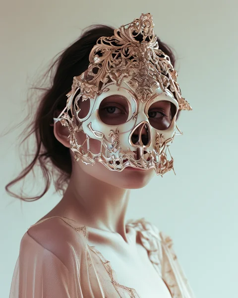 Skull Mask Fashion Editorial Portrait