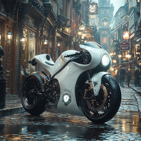 Futuristic Motorcycle Racing Victorian Street