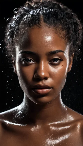Wet Look Fashion Editorial Portrait
