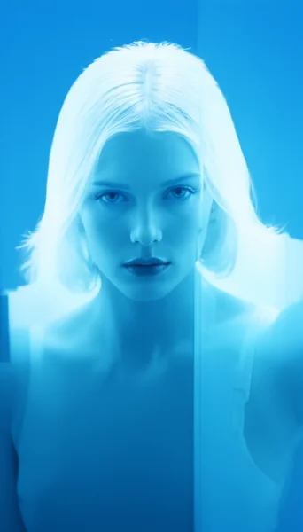 Blonde Woman Neon Editorial Portrait