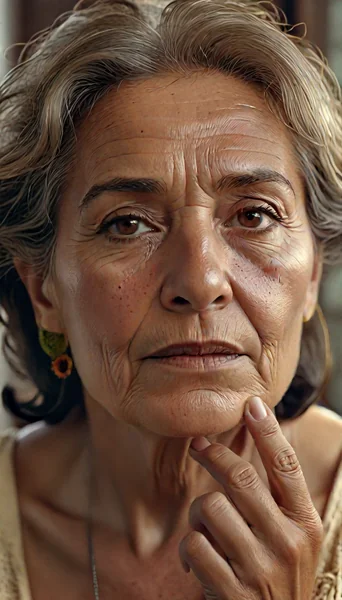 Elder Latin Woman Emotional Portrait
