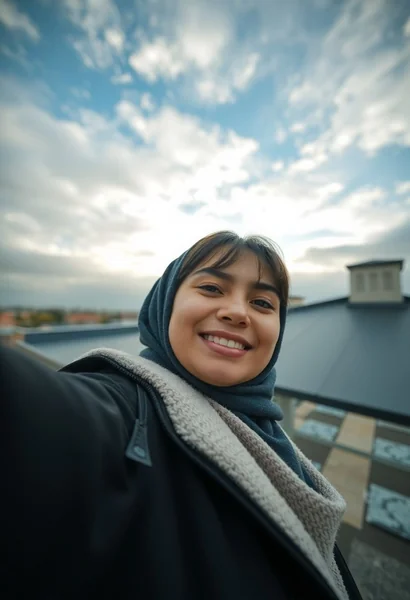 Stylish Rooftop Selfie Portrait