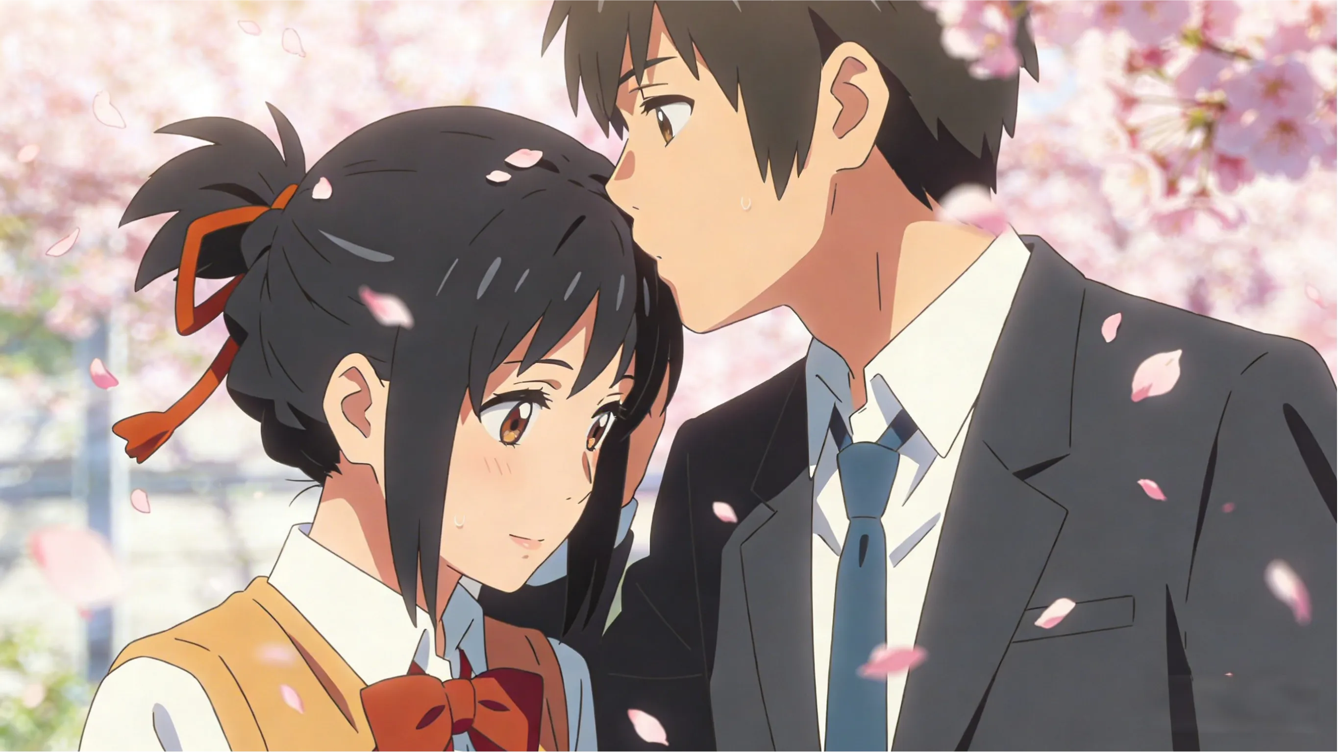 Gentle Forehead Kiss, Shy Anime Schoolgirl In Seifuku...