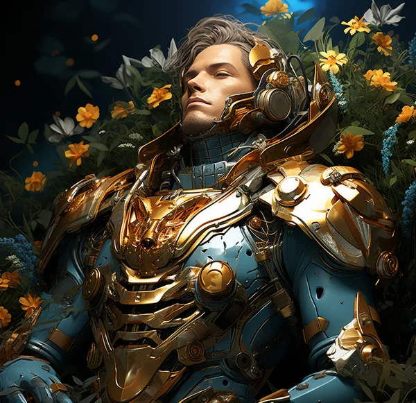 Romantic Sci-Fi Gold Cyan Art