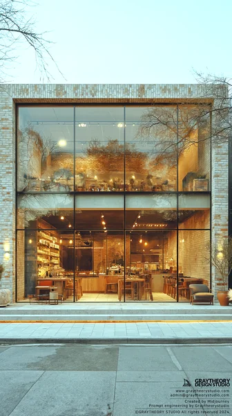 Modern Minimalist Cafe Facade AI