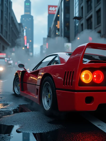 Ferrari F40 Cinematic City Scene