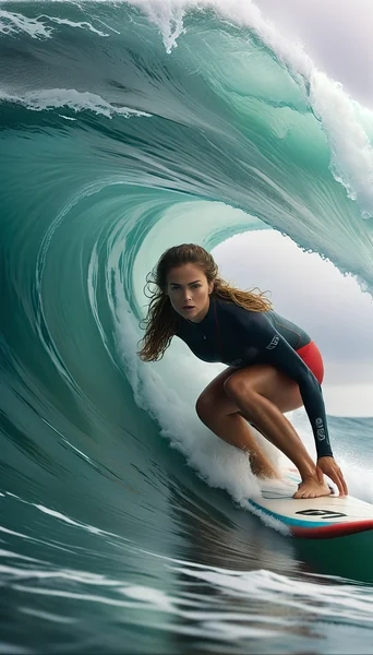 Woman Surfing Action Photography
