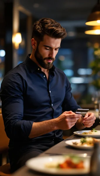 Luxury Restaurant Man Paying Bill