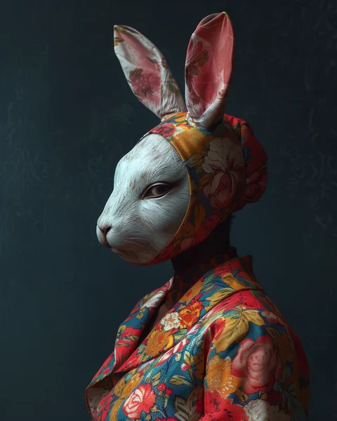 Neo-Noir Rabbit Mask Portrait