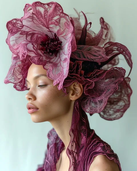 Avant‑Garde Metallic Lace Fashion Art