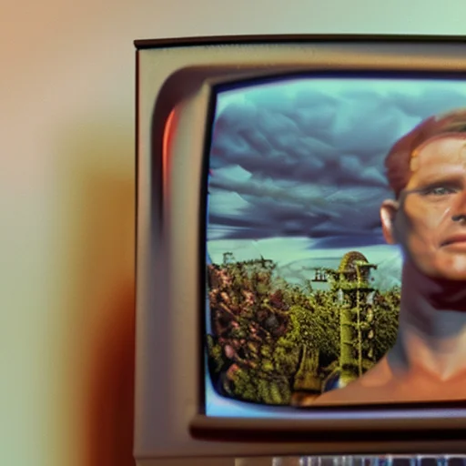 Surreal TV Head Man Cinematic Art