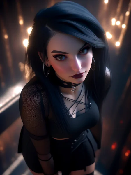 Goth Woman Church Lighting Portrait