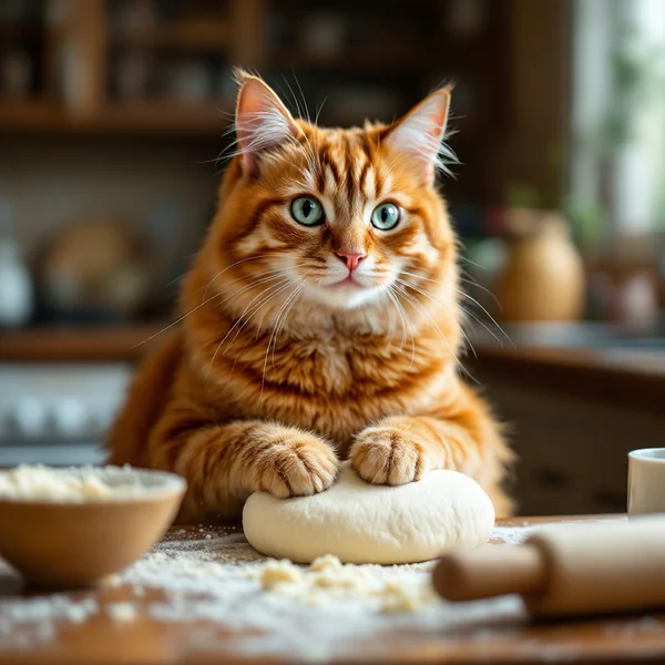 Baking Cat Kitchen AI Image