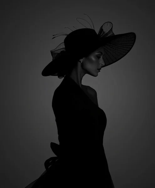 Elegant Woman Hat Negative Space Art