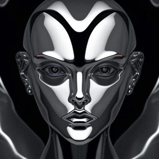 Abstract Chrome Humanoid Face Art