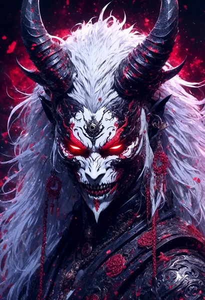 Japanese Oni Mask Horror Portrait