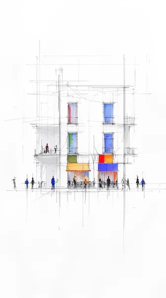 Bauhaus Cafe Architectural Sketch